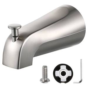lot 16234 image: Enhon Slip on Tub Spout with Diverter, Compatible with American Standard 8888026.002 Tub Spout, Bathroom Bathtub Faucet, Fits 12 Copper Water Tube(58 Dia), 532 Hex Wrench(Brushed Nickel,1)