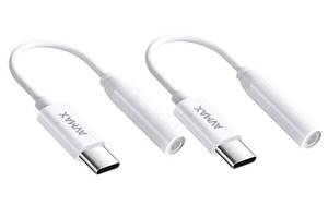 lot 16238 image: AVMAX USB C to 3.5mm Audio Headphone Adapter HiFi 2 Pack,Type c to Aux Female Cable for 16 15 Plus, S24 S23 S22 S21 S20 and More Type c Devices(Classic white2)