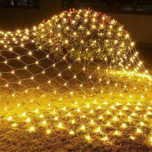lot 16244 image: 2 PACK Battery Operated Net String Lights 4.9x3.9Ft 100LED-Light 8 Modes Mesh Waterproof Wide Angle LED Curtain Lights for Christmas Xmas Garden Yard Party Wedding and Holiday Decor( Warm White)