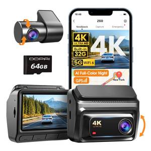 lot 16252 image: DDPAI 4K Dash Cam Front and Rear, Built-in 32G eMMC Dual Dash Car Camera,64GB Card Included Dashcam,Night Vision Dash Camera,5GHz WiFi, 7 Days Parking Mode,GPS,3 IPS, ADAS, WDR, Support 512GB,Z60in