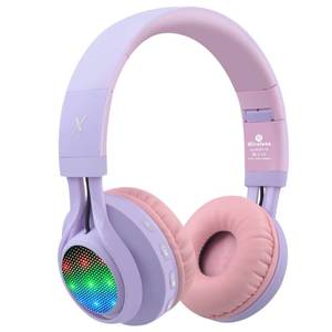 lot 16253 image: Riwbox WT-7S Kids Bluetooth Headphones Light Up, Foldable Stero Wireless Headset,with Microphone and Volume Control,Comfortable and Durable,for PCTabletTVTravel(Purple)
