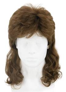 lot 16271 image: LeMarnia Menfts Wigs 70s 80s Rock Wig Brown Wavy Mullet Wigs for Men Halloween Costume Theme Party Wig