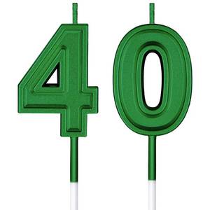 lot 16287 image: Frienda Birthday Candles Cake Numeral Candles Happy Birthday Cake Candles Topper Decoration for Birthday Wedding Anniversary Celebration Supplies(Green,40th)