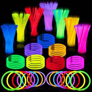 lot 16293 image: JOYIN 100 Pcs 8 Glow sticks Bulk Party Favors Pack, Neon Glow in the Dark Party Supplies, Light Up Necklaces and Bracelets with Connectors, Easter, Football, Birthday Decorationsin