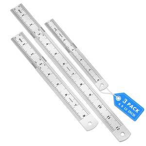 lot 16296 image: CHAYUFUN 3 Pack Stainless Steel Ruler Set, 6, 8, 12 Inch Metal Rulers, Steel Rulers Metric Ruler, Easy to Read, mm, Sturdy and Durable Straight Edge for Drawing, Home, Office, Engineering