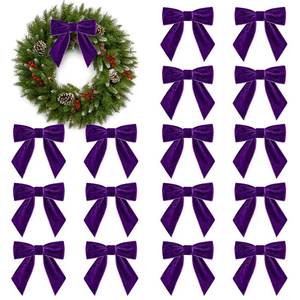 lot 16301 image: 20Pcs Velvet Bow Ornaments for Christmas Tree 4.5 Vintage Small Twist Tie Velvet Ribbon Bows for Crafts Wreath Garland Gift Wrapping Baby Shower Party Wedding Decorations (20, Purple)in