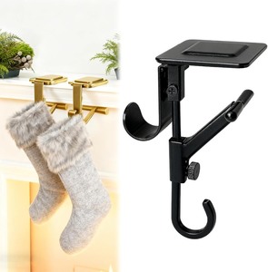 lot 16183 image: S-SNAIL-OO Fireplace Stocking and Garland Hanger, Garland Hanger for Door Frame, Adjustable Heavy Duty 2 in 1 Double Mantel Hangers, Fits 0.5 to 8.5 Mantles Home Decoration (Black-1pcs)