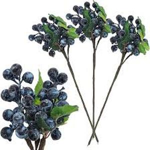 lot 16193 image: Set of 7 Artificial Blue Berry Stems Bundle