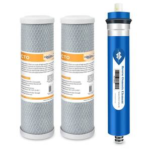 lot 3257 image: Membrane Solutions Combo Pack for FX12M and FX12P, Water Filter Replacement Cartridge Compatible GE RO Set GXRM10RBL GXRM10G Reverse Osmosis Systems, 2x Carbon Filters, 1x 50GPD RO Membrane Filter