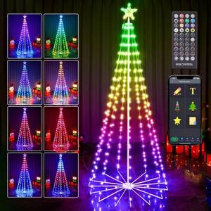 lot 3264 image: HOLILLUMA 7FT Outdoor Christmas Tree, RGB Color Changing Pre-lit Smart Cone Christmas Tree with LED Lights, AppandRemote Control, DIY Multi-Color Lightshow, Music Sync, Christmas New Year Decoration