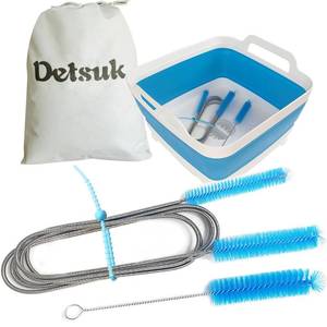 lot 3274 image: CPAP Hose Cleaning Brush Kit with Collapsible Basin � Dual-Ended 7ft Tube Brush and Small Cleaner, Anti-Slip Wash Tub with Drain Plug and Handles, Fits 15mm and 22mm Tube Cleaning