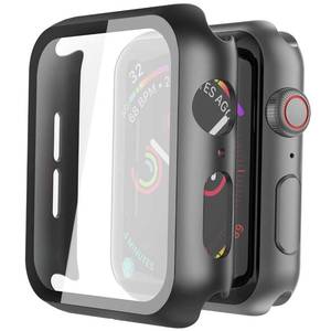 lot 4264 image: Misxi 2 Pack Hard PC Case with Tempered Glass Screen Protector Compatible with Apple Watch SE 3 (2025) SE 2 SE Series 6 Series 5 Series 4 44mm, Black