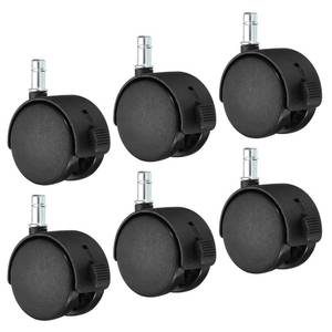 lot 4268 image: PATIKIL 2.5 Inch Swivel Casters, 6 Pack Nylon 360 Degree Universal Circlip Swivel Stem Wheels with Brake for Chair Furniture Replacement, Black