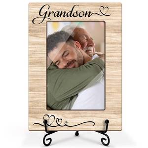 lot 4312 image: Utaqer Grandson Picture Frame, Wooden Picture Frame For Women Men Grandparents, Picture Gifts For Birthday Thanksgiving Holiday Retirement, 4X6 Photo Frame With Stand -03