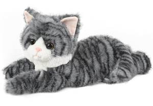 lot 5010 image: Gray Tabby Cat Stuffed Animals, Microwavable Stuffed Animal Adorable Fluffy Cat Plush for Warmth and Comfort, Heatable and Coolable Lavender Scent Cat Toys, Cute Soft Plushies Cat Gifts for Kids and Adults