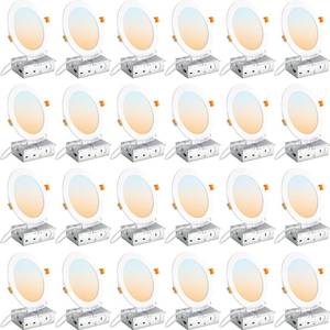 lot 5014 image: DLLT LED Recessed Ceiling Light 24 Pack 6 Inch Slim Recessed Lighting for Kitchen - 5CCT Dimmable Canless Wafer Downlight for Living Room - 725LM Brightness 12W 120V Can Lights for Bedroom ETL FCC