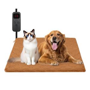 lot 5032 image: Cat Heating Pad, 6 Adjustable Temperature and 5 Timer Options, 17.7ftft x 17.7ftft Pet Heating Pad for Cats Dogs, Waterproof Indoor Outdoor Electric Heated Cat Bed Dog Mat with Chew-Resistant Cord (Brown)