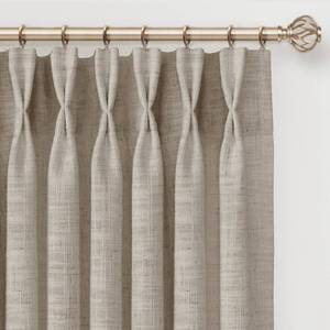 lot 5034 image: INOVADAY Memory Trained Pinch Pleated Curtains 84 Inches Long, Linen Curtains for Living Room, 2 Panel Set Pleated Drapes with Hooks, Light Filtering Window Treatment, 40 W x 84in L, Burlywood Birchin