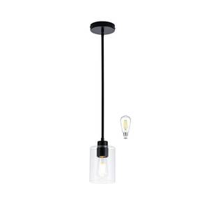 lot 5956 image: MAYNA 1-Pack Black Mini Pendant Light, Industrial Small Hanging Lamp with Bulb, Adjustable Rods Ceiling Fixture for Kitchen Sink, Hallway, Entryway