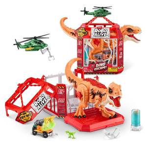lot 5957 image: Robo Alive Dino Escape, Robotic Light Up, Vehicles with Firing Weapons, Storable, Giftable, Ages 3 by ZURU