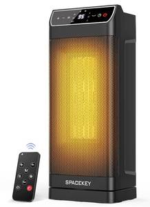 lot 5964 image: Space Heater, Electric Heaters for Indoor Use with Thermostat, Remote, 1-12H Timer, 70°Oscillation and Overheat Protection, 1500W PTC Ceramic Fast Safety Heat, Portable Heater for Office (Black)