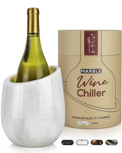lot 5969 image: Gusto Nostro Marble Wine Chiller Bucket - 750ml Wine Bottle Cooler and Champagne Chiller for Party, Kitchen, Bar Cart Decor to Chill and Keep Bottles Cold with Unique Wine Lovers Gift Box (White)