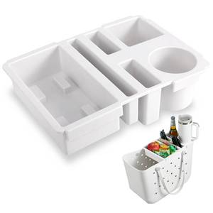 lot 5972 image: Top Cup Holder Tray for Bogg Bag Large, Waterproof ABS Drink Holder Fit for Stanley Cup - Organizer and Topper Tray Accessories for Bogg Bag (White)