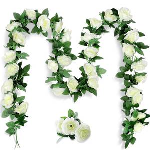 lot 5980 image: YRIOWMI 10PCS Fake Rose Garland, 7.5Ft Artificial Vines Flowers Hanging Rose Vine forfor Table Wedding Backdrop Arch Wall Party Mantle Festival Decor