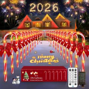 lot 5992 image: HELESIN 24 Pack 144 LED Christmas Candy Cane Pathway Lights Outdoor Christmas Candy Cane Lights Xmas Decorations Outdoor 12 Modes Timer Remote Waterproof for Patio Garden Pathway