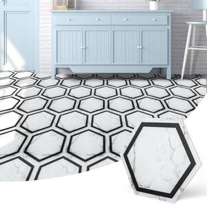 lot 5993 image: Art3d 30-Pack Hexagon Peel and Stick Flooring Tile Marble Look, Self Adhesive Waterproof Vinyl Floor Tile for Kitchen Bathroom Living Room Bedroom, 11.8 x 10.2in White Marblein