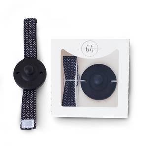 lot 6380 image: BinkyBuddy Wrist Pacifier wFabric Band (Patent Pending), Self-Soothing Pacifier, Baby Gift, All Ages 0 (Black)