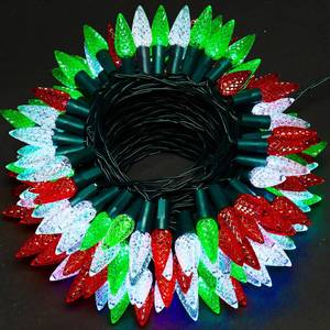 lot 6409 image: WBao C6 Battery Operated Christmas String Lights, 100 LED 33ft with 8 Modes, Timer, Waterproof for Indoor Outdoor Christmas Trees, Fence, Stairs Xmas Decorations, Red Green White