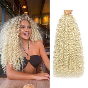 lot 6427 image: A8 Packs 18 inch GoGo Curl Crochet Hair for Black Women Water Wave Curly Crochet Braiding Hair Ocean Wave Beach Curl Wavy Crochet Hair Extensions (Pack of 8, 613#)