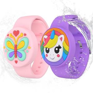 lot 6431 image: Waterproof Airtag Bracelets for Kids - (2 Pack) Soft Silicone Hidden Air tag Wristband - Lightweight GPS Tracker Holder Compatible with Apple Airtag Band for Child (PurpleButterfly)