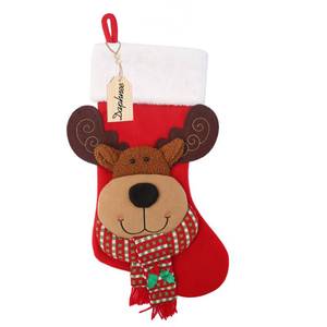 lot 6435 image: Christmas Stocking,21 inch Christmas Stockings with Wood Name Tag,3D Reindeer Christmas Stocking,for Family Holidays and Christmas Tree Fireplace Decoration(Red)