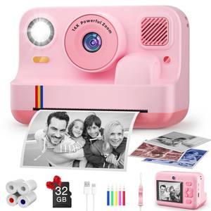 lot 6437 image: Instant Print Camera for Kids, App Printing, 1080P Video, Dual-Lens Selfie Digital Camera with 32G SD, Christmas Birthday Gifts for Girls Boys 4 5 6 7 8 9 10 11 12 Year Old, Portable Toddler Toy