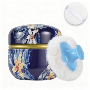 lot 6469 image: SHIMIDO Body Powder Puff and Container, 3.15 Portable Empty Body Powder Container for Baby Womenfts Loose Dusting Powder, Powder Case Box with Lids for Bath, Travel and Home Use (Dark Night)in