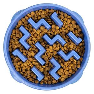lot 6475 image: Outward Hound Fun Feeder Slo Bowl � Large 4Cup Capacity, Slow Feeding, Medium to Large Dogs, NonSlip, Blue, Notch Pattern