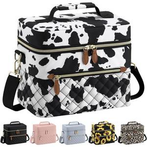 lot 6479 image: Tenot Insulated Lunch Box for Women Reusable, Leak Proof Cooler Lunch Bag Women for Work Stylish Quilted Lunch Tote Bag for Adult Picnic Travel Hiking Cow Print