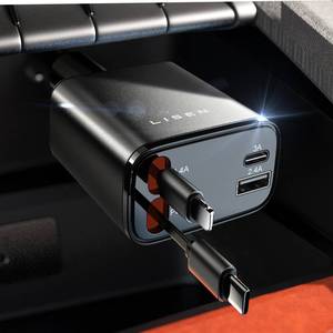 lot 6485 image: LISEN Retractable Car Charger, 69W USB C Car Accessories Adapter for iPhone 16 USB C Charger Fast Charging, Travel Essentials Gifts for Women Men, for iPhone 16 15 14 13 12 Pro Max Mini