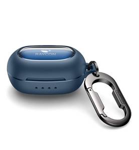 lot 6492 image: SURITCH Case for Raycon Everyday Earbuds Classic Headphones, Shockproof Magnetic Case for Raycon Bluetooth Headset True Wireless Earbuds, Protective Cover with Magnetic Lid Lock and Carabiner, Navy