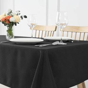 lot 6494 image: maxmill Square Tablecloth Weaved Texture Stain Resistant Waterproof Wrinkle Resistant Washable Soft Table Cloth, Decorative Fabric Table Cover for Dining Room Dinner and Parties, 52 x 52 Inch, Black