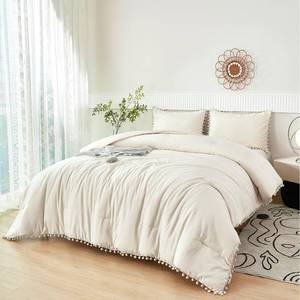 lot 7644 image: 5-Piece Pom Pom Bedding Comforter Set