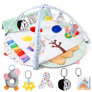 lot 7645 image: BLF FUN Sensory Baby Play Mat, Montessori Inspired Play Gym Mat for Infants, Machine Washable Activity Mat, Christmas Birthday Gifts for Toddlers 0-6-12-18 Months