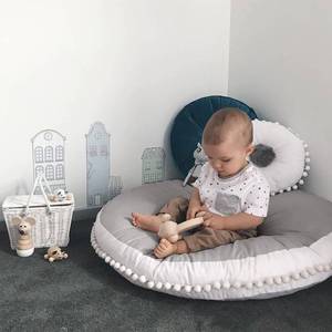lot 7658 image: Kishome Large Kids Floor Cushion Seating, Circle Kids Floor Pillow for Children, Round Playroom Pillows Reading Nook Big Pillow, Oversized Pillow Mat for Kid Seating Teepee Nursery Canopy, Grey