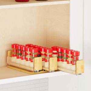 lot 7662 image: SpaceAid Bamboo Pull Out Spice Rack Organizer for Cabinet, Heavy Duty Slide Out Seasoning Kitchen Pantry Sliding Vertical Organization, 7.6 Wide, 3 Drawers(2in Wide), 1-Tier, Naturalin