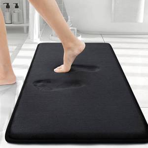 lot 8086 image: Smiry Memory Foam Bath Mat 30x20, Extra Soft and Absorbent Bathroom Mats, Non Slip Washable Carpet for Floor, Shower and Tub, Black