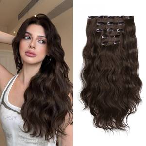 lot 8105 image: StrRid Dark Brown Wavy Clip in Extension 18 Long Synthetic Thick Clips on Hair Piece for Women 5PCS Curly Girls Natural Full Head Not Easily Knotted Extensions for Weddings Party Daily Use 6 Ozin