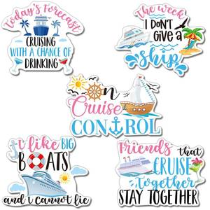 lot 8113 image: Geiserailie 5 Pcs Cruise Door Magnetic Decorations Large Cruise Door Magnets Yacht Wall Magnets Decor Funny Magnetic Sticker Decorations, 7.6 x 6.2 Inch(Fresh Style)