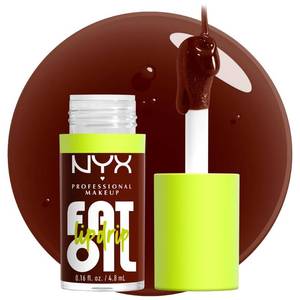 lot 8122 image: NYX PROFESSIONAL MAKEUP Fat Oil Lip Drip, Moisturizing Lip Oil Gloss, Vegan Tinted Formula, Up to 12 HR Hydration - Status Update (Rich Chocolate)